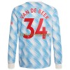 Original Fußballtrikot Manchester United Donny Van De Beek 34 Auswärtstrikot 2021-22 Langarm Für Herren